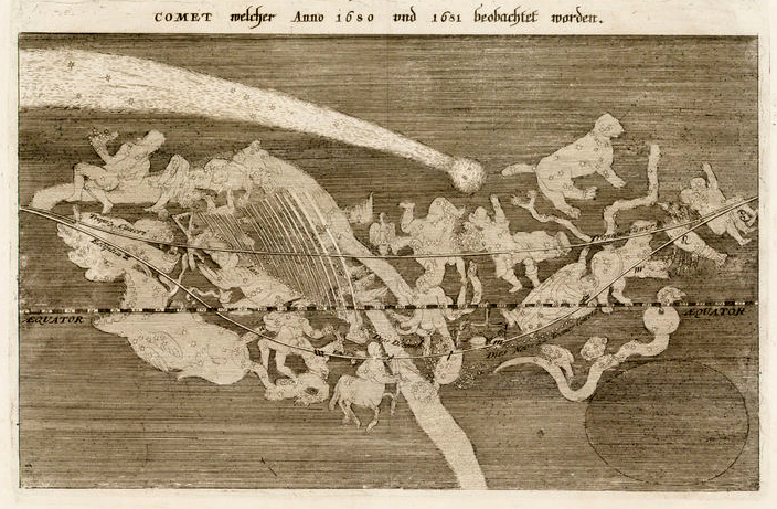 17 Cometa de 1680 por Matthaus Merian en 1696
