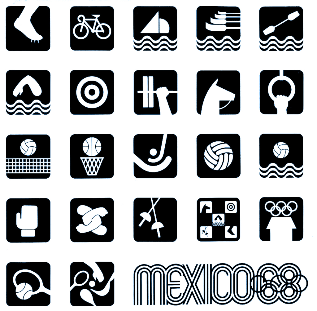 Mexico 68 Simbolos.Deportivos.B-W
