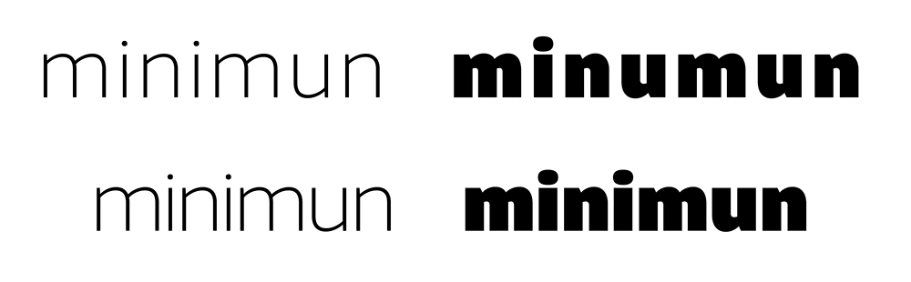 Fig. 2. La consistencia depende del balance de los contrapunzones con los espacios laterales de las letras. El blanco interno de la letra condiciona al blanco externo y afecta la percepción de la palabra.