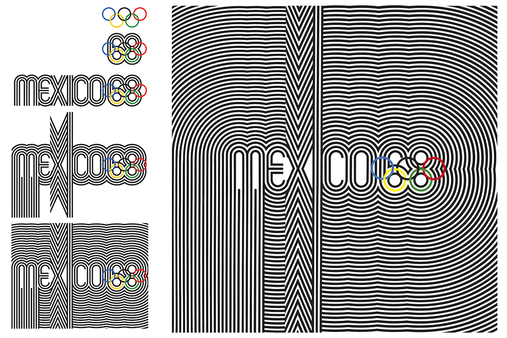 Fig. 7. Diseño de la identidad de los XIX Juegos Olímpicos México 1968, realizados bajo el mando del Arq. Pedro Ramírez Vázquez.