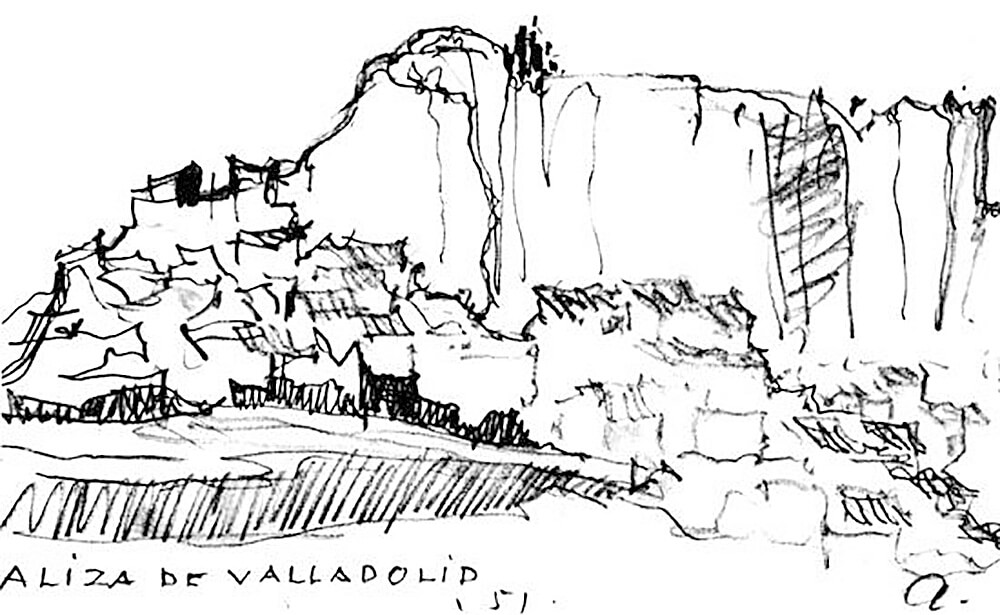 Aliza de Valladolid (Alvar Aalto, Esbozo del libro de notas del viaje por España, 1951). Fuente (web): http://www.mindeguia.com/dibex/Aalto_dibujos.htm 